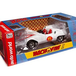 Auto World Speed Racer Mach 5 with Chim Chim and Speed Racer Figures. , Speed Racer AWSS124-1/18 Scale Diecast Model Toy Car