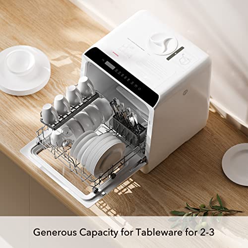 Countertop Dishwasher, HAVA Portable Dishwashers with 5 L Built-in Water Tank & Inlet Hose, 6 Programs, Baby Care, Air-Drying Function for Small Apartments, Dorms and RVs