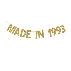 made in 1993 banner, women/men' 29th birthday party decors, fun gliter paper banner … (gold)