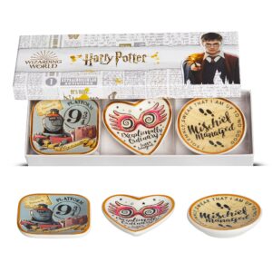 harry potter trinket dish set - ring jewelry tray - mini ceramic trinket trays, 3 piece gift set