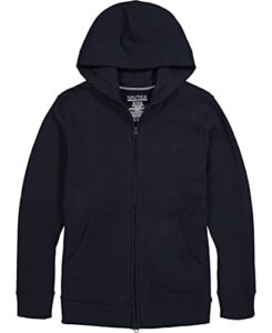 nautica boys' long sleeve sensory-friendly fleece full zip hoodie, navy, 4