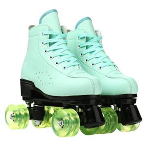 Womens Roller Skates Classic High-top Double-Row Leather Adult Roller Skates Outdoor Four Wheel Double Skates for Girls Unisex 35=US:5