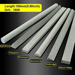 CBRIGHT Knife Sharpening Stone Set,6 pcs 180# Whetstone Set, Coarse Polishing OilStone Set for Sharpen Chisel Gouge or Most Metal Bladed Cutting Tools, Variety of Shapes (Length:150mm(appr.5.90inch))