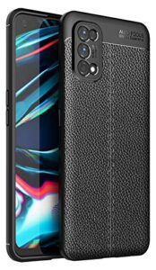 guoqing for oppo realme 7 pro case,shockproof high impact tough rubber rugged hybrid case protective anti-shock shatter-resistant mobile phone caseleather texture (color : black)