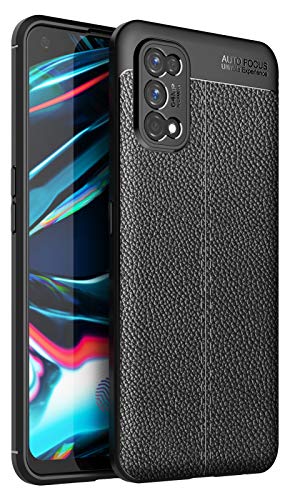 GUOQING for Oppo Realme 7 Pro Case,Shockproof High Impact Tough Rubber Rugged Hybrid Case Protective Anti-Shock Shatter-Resistant Mobile Phone CaseLeather Texture (Color : Black)