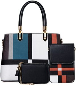 tibes handbags for women ladies tote shoulder bags satchel top handle satchel purse 3 pcs set in pretty color combination
