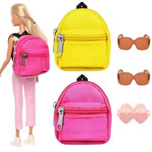 barwa 5 pcs doll travel accessories 2 doll backpack bag with zipper with 2 sunglasses 1 telescope for 11.5 inch doll…