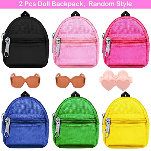 BARWA 5 Pcs Doll Travel Accessories 2 Doll Backpack Bag with Zipper with 2 Sunglasses 1 Telescope for 11.5 inch Doll…