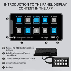 Control Switch Panel, 10P Membrane Control Switch Panel Bluetooth APP Control with Backlight Module LED Touch Built?in PPTC for RV Boat