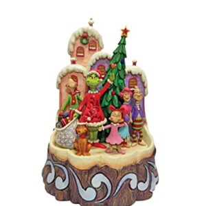 Enesco Jim Shore Dr. Seuss The Grinch Carved by Heart Lit Figurine, 8.86 Inch, Multicolor, Green