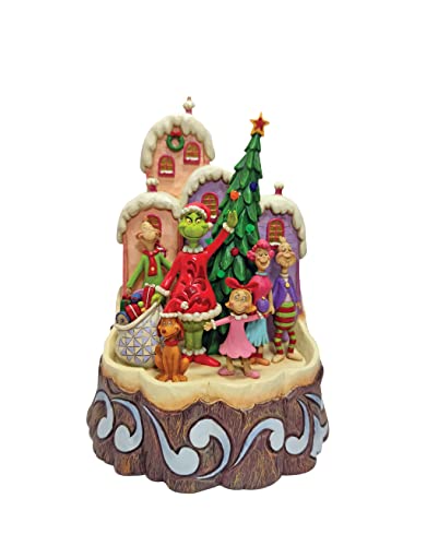 Enesco Jim Shore Dr. Seuss The Grinch Carved by Heart Lit Figurine, 8.86 Inch, Multicolor, Green