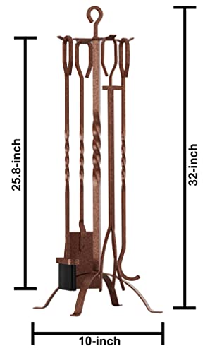 Fire Beauty 5 Pieces Fireplace Tools Set(Antique Bronze)