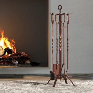 Fire Beauty 5 Pieces Fireplace Tools Set(Antique Bronze)