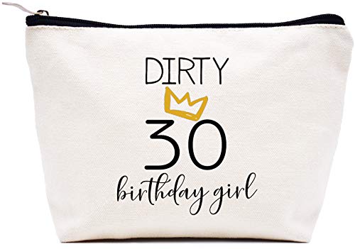 LIBIHUA Dirty 30 Birthday Girl - Funny 30th Birthday Gift for Women,Her,Sister,Daughter,Best Friend,Coworker - Turning Thirty Gift - 30 Years Old Gift - Makeup Bag Cosmetic Bag Travel Pouch Gift