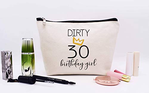 LIBIHUA Dirty 30 Birthday Girl - Funny 30th Birthday Gift for Women,Her,Sister,Daughter,Best Friend,Coworker - Turning Thirty Gift - 30 Years Old Gift - Makeup Bag Cosmetic Bag Travel Pouch Gift