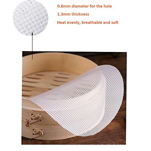 Reusable Non-stick Silicone Steamer Mesh 10 inch Bamboo Silicone Steamer Mat Double Side Use| Easy to Clean Dim Sum Mesh| Round, 6 Pack, White, 10''