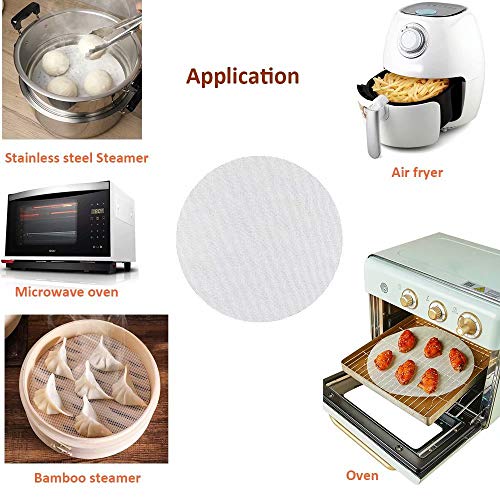 Reusable Non-stick Silicone Steamer Mesh 10 inch Bamboo Silicone Steamer Mat Double Side Use| Easy to Clean Dim Sum Mesh| Round, 6 Pack, White, 10''