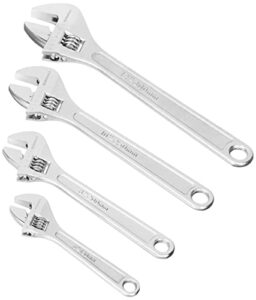 amazon brand - denali adjustable wrench set, 4-piece (6-inch, 8-inch, 10-inch, 12-inch)