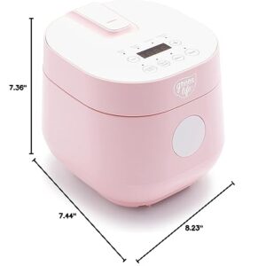 GreenLife Healthy Ceramic Nonstick 4-Cup Rice Oats and Grains Cooker, PFAS-Free, Dishwasher Safe Parts, Pink