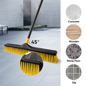 Yocada Push Broom Brush 24" Wide 65.3" Long Handle Stiff Bristles Heavy-Duty Outdoor Commercial for Cleaning Bathroom Kitchen Patio Garage Deck Concrete Wood Stone Tile Floor