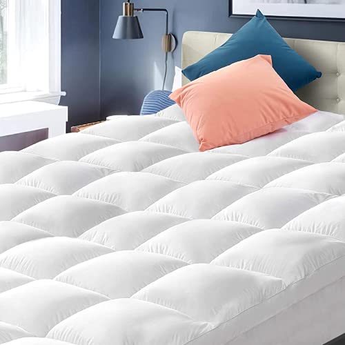 Mattress Topper California King, BedsPick Pillow top Mattress Padded Cover Washable, Soft Plush Mattress Pad Overfilled with Down Alternative, Quilted Cal King Bed Toppers Fitted Deep Pocket