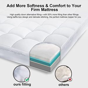 Mattress Topper California King, BedsPick Pillow top Mattress Padded Cover Washable, Soft Plush Mattress Pad Overfilled with Down Alternative, Quilted Cal King Bed Toppers Fitted Deep Pocket