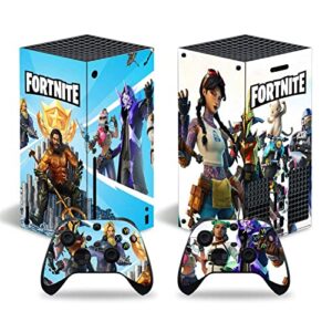 vinyl skin decal stickers for xbox series x console skin, anime protector wrap cover protective faceplate full set console compatible with xbox series x controller skins (fortnite[4304])