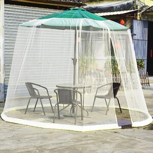 deyoly 6.5-10ft beige patio umbrella mosquito nets, polyester mesh, universal umbrella netting screen, fits 7.5 8 9 10 feett outdoor patio tables cantilever offset hanging market umbrellas