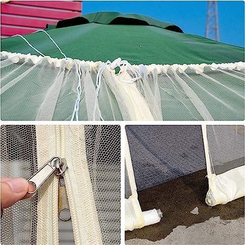 Deyoly 6.5-10ft Beige Patio Umbrella Mosquito Nets, Polyester Mesh, Universal Umbrella Netting Screen, Fits 7.5 8 9 10 FeetT Outdoor Patio Tables Cantilever Offset Hanging Market Umbrellas