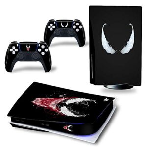 ps5 console and dualsense controller skin vinyl sticker decal cover, suitable for playstation 5 console and controller, durable, scratch-resistant, disk version (veom[7002])
