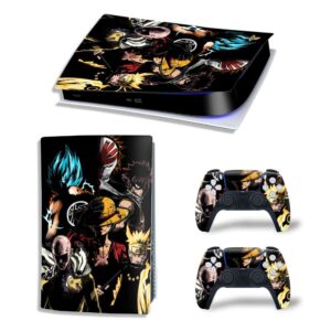 ps5 console and dualsense controller skin vinyl sticker decal cover, suitable for playstation 5 digital edition console and controller, durable, scratch-resistant, disk version (onepiece [7293])
