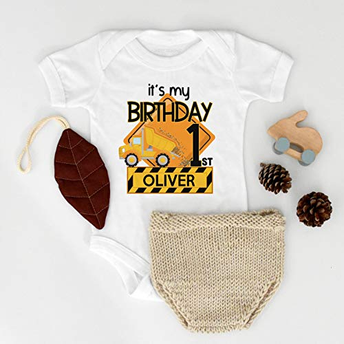 It's My First Birthday Bodysuit for Baby Boy, Dump Truck Birthday Shirt, First Birthday Boy Outfit, The Big One (12M Short Sleeve Bodysuit)