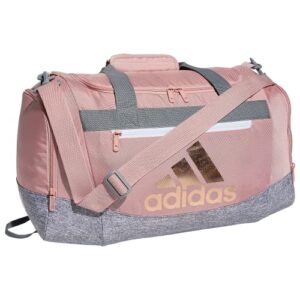 adidas unisex defender 4 small duffel bag, wonder mauve pink/jersey grey/grey, one size