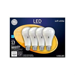ge soft white 100w replacement led general purpose light bulbs a19 (4-pack)