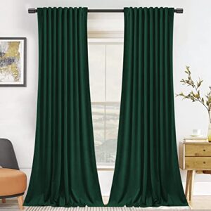 snitie emerald green 84in long velvet curtains with back tab and rod pocket soft privacy light filtering velvet drapes for bedroom and living room, set of 2 panels, 52 x 84inch long