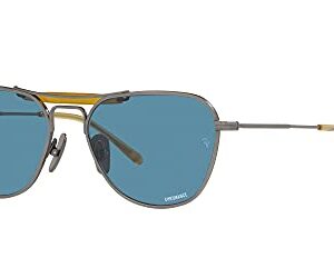 Ray-Ban RB8064 Titanium Aviator Sunglasses, Demi Gloss Pewter/Blue Polarized, 53 mm