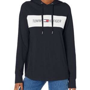 Tommy Hilfiger Performance Long Sleeve Hoodie – Pullover Sweaters for Women with Adjustable Drawstring Hood, Classic Navy, Small