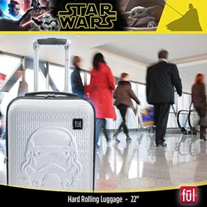 FUL Star Wars Storm Trooper Carry-On Rolling Suitcase, Hardside Travel Luggage with Spinner Wheels, 21 Inches, White