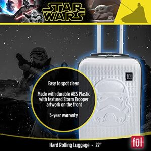 FUL Star Wars Storm Trooper Carry-On Rolling Suitcase, Hardside Travel Luggage with Spinner Wheels, 21 Inches, White