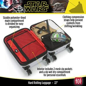 FUL Star Wars Storm Trooper Carry-On Rolling Suitcase, Hardside Travel Luggage with Spinner Wheels, 21 Inches, White