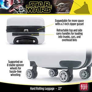 FUL Star Wars Storm Trooper Carry-On Rolling Suitcase, Hardside Travel Luggage with Spinner Wheels, 21 Inches, White