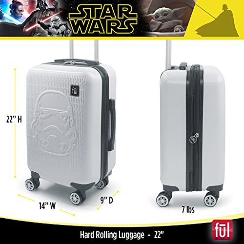 FUL Star Wars Storm Trooper Carry-On Rolling Suitcase, Hardside Travel Luggage with Spinner Wheels, 21 Inches, White