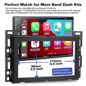 Double Din Car Stereo Compatible with Apple Carplay, 7 Inch Full HD Capacitive Touchscreen - Bluetooth, Mirror Link, Backup Camera, Steering Wheel, Subwoofer, USB/SD Port, A/V Input, FM/AM Car Radio