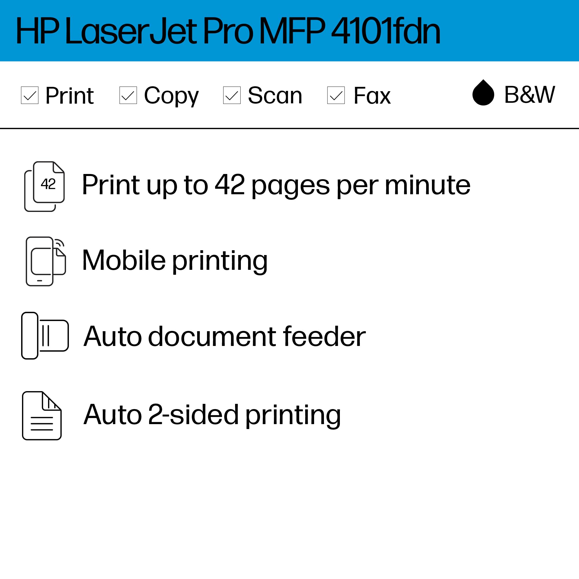 HP LaserJet Pro MFP 4101fdn Black & White Printer with Fax