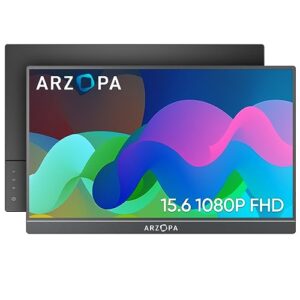 arzopa portable monitor 15.6'' fhd 1080p portable laptop monitor ips computer external screen usb c hdmi display for pc mac phone xbox ps5- a1 gamut