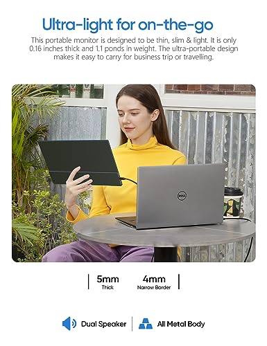 ARZOPA Portable Monitor 15.6'' FHD 1080P Portable Laptop Monitor IPS Computer External Screen USB C HDMI Display for PC MAC Phone Xbox PS5- A1 GAMUT