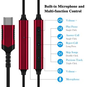 USB C Headphones for iPhone 15 Pro Max Samsung S20 FE S21 S22 S23 Ultra Z Flip Fold,APETOO HiFi Stereo in-Ear Type C Earphones Magnetic USB-C Earbuds with Mic Noise Canceling for Google Pixel Oneplus