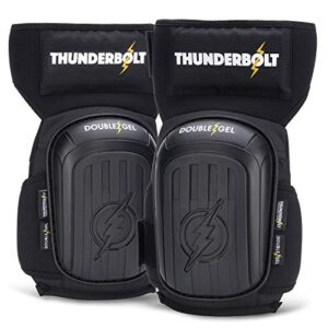thunderbolt knee pads for work with kevlar thread - construction, flooring, gardening, cleaning, with double gel, thick foam cushion and strong adjustable non-slip straps