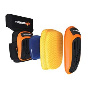 Thunderbolt Knee Pads for Work with Kevlar Thread - Construction, Flooring, Gardening, Cleaning, with Double Gel, Thick Foam Cushion and Strong Adjustable Non-Slip Straps