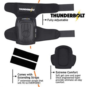 Thunderbolt Knee Pads for Work with Kevlar Thread - Construction, Flooring, Gardening, Cleaning, with Double Gel, Thick Foam Cushion and Strong Adjustable Non-Slip Straps